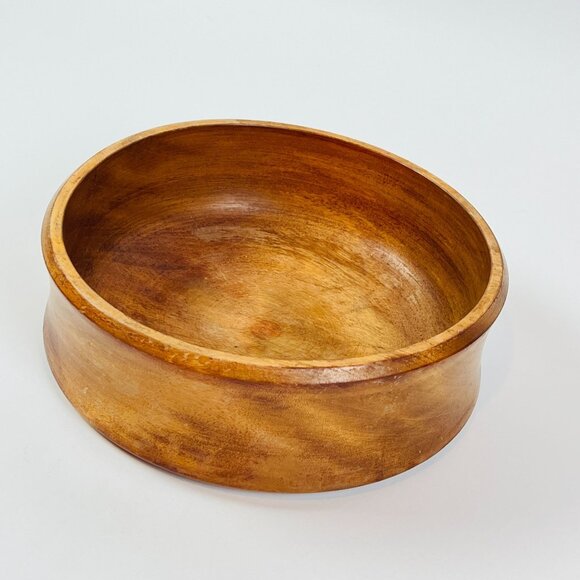 Handcrafted Wooden Bowl 10" Diameter Vintage Charm Rustic Décor Stained Hardwood - Picture 3 of 8